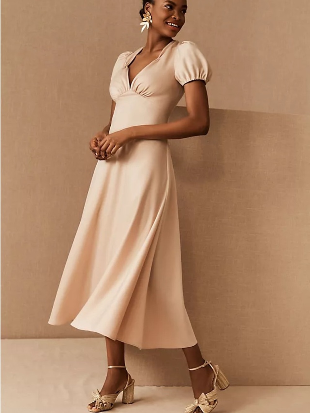 BHLDN Shelly Satin Midi Dress - Size 4 - NWOT